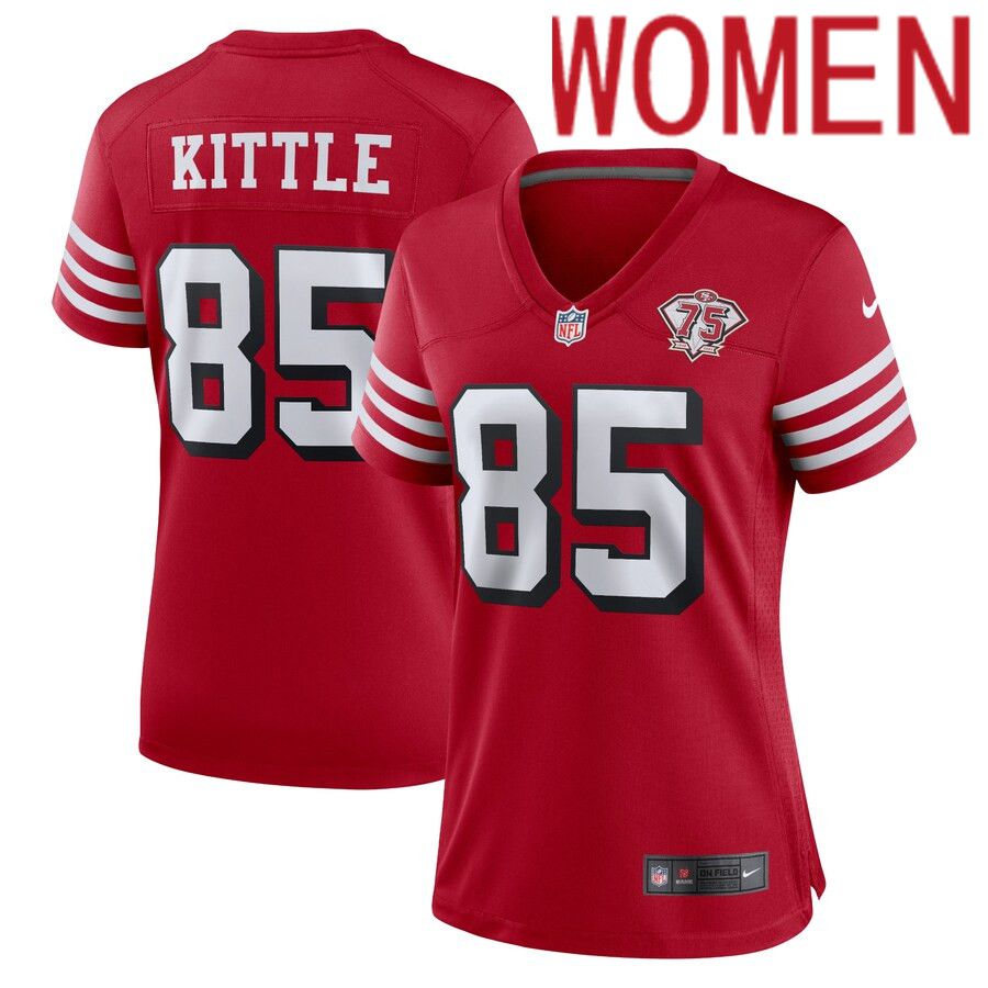 Women San Francisco 49ers 85 George Kittle Nike Scarlet 75th Anniversary Alternate Game NFL Jersey
